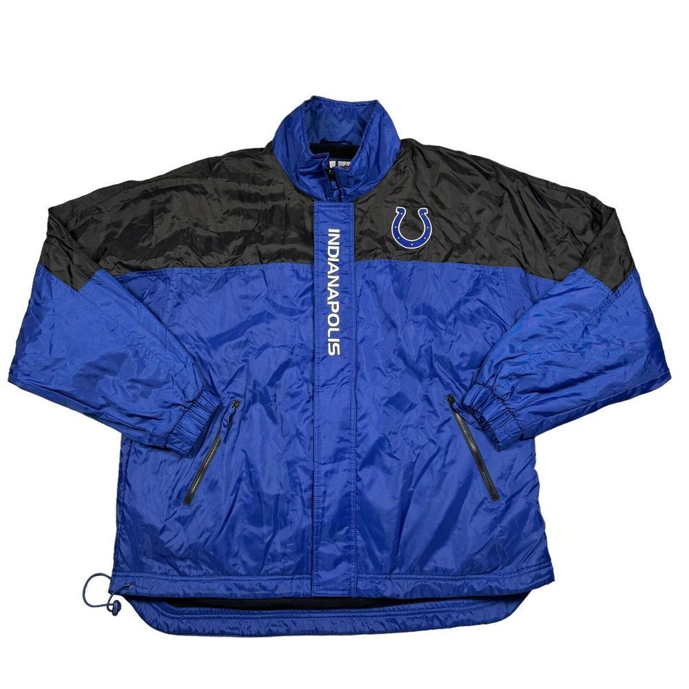 Indianapolis Colts Jacket Men's Large Vintage Game Day Full Zip Coat NFL Blue